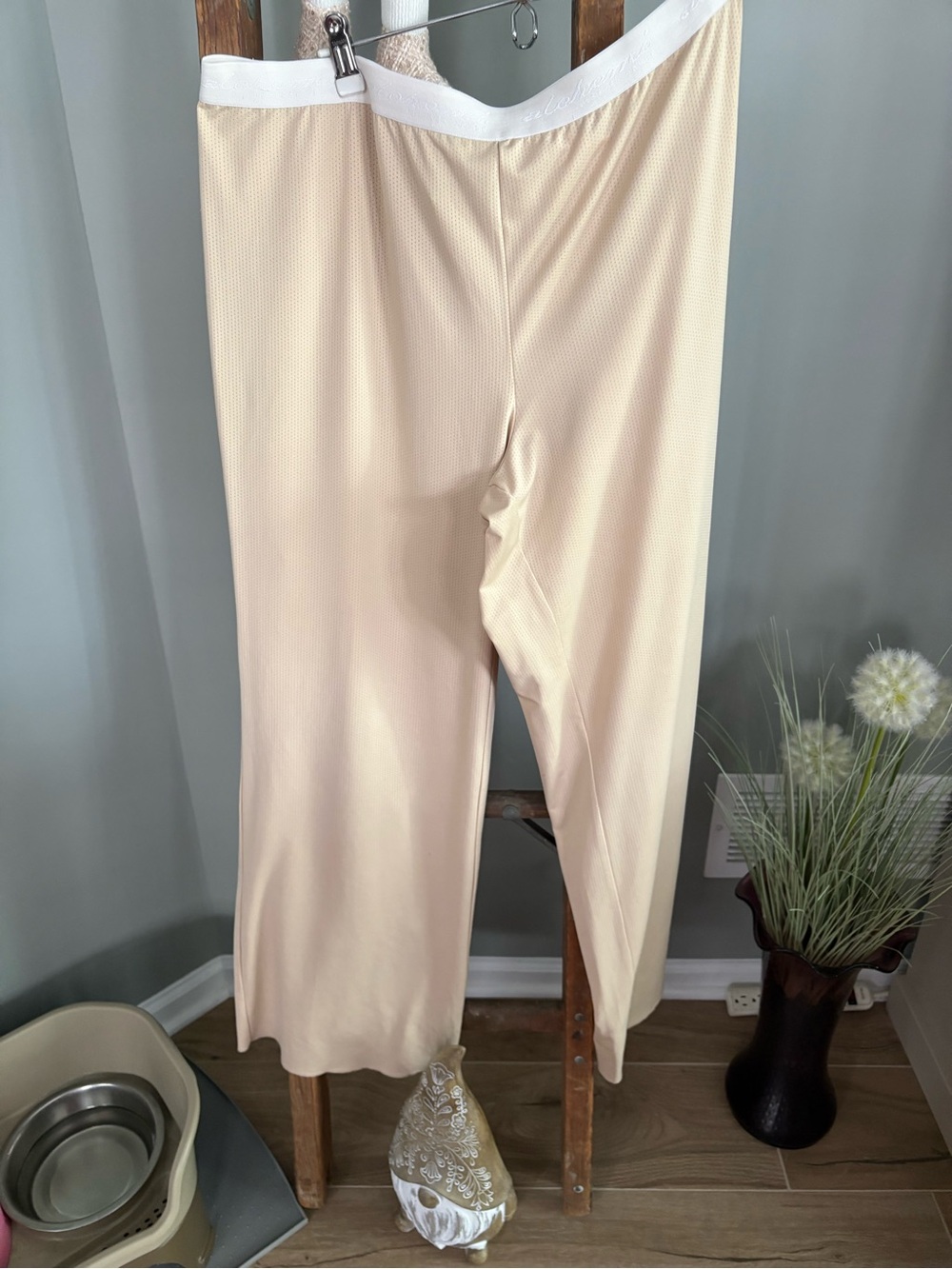 Women's Cream Wide-Leg Lounge Pants